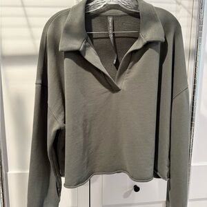 Vuori Sage Green Collared Sweatshirt